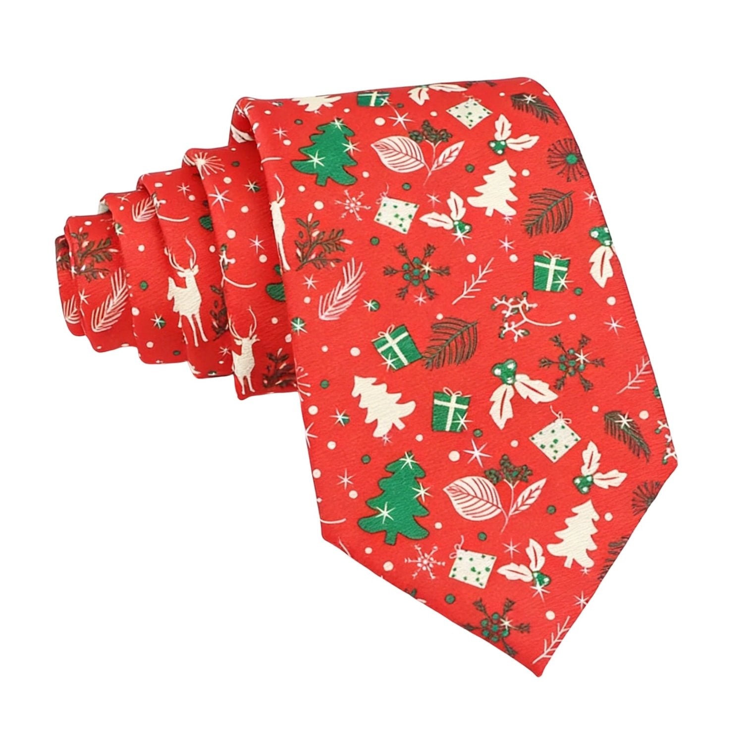 Red With Green White Christmas Necktie