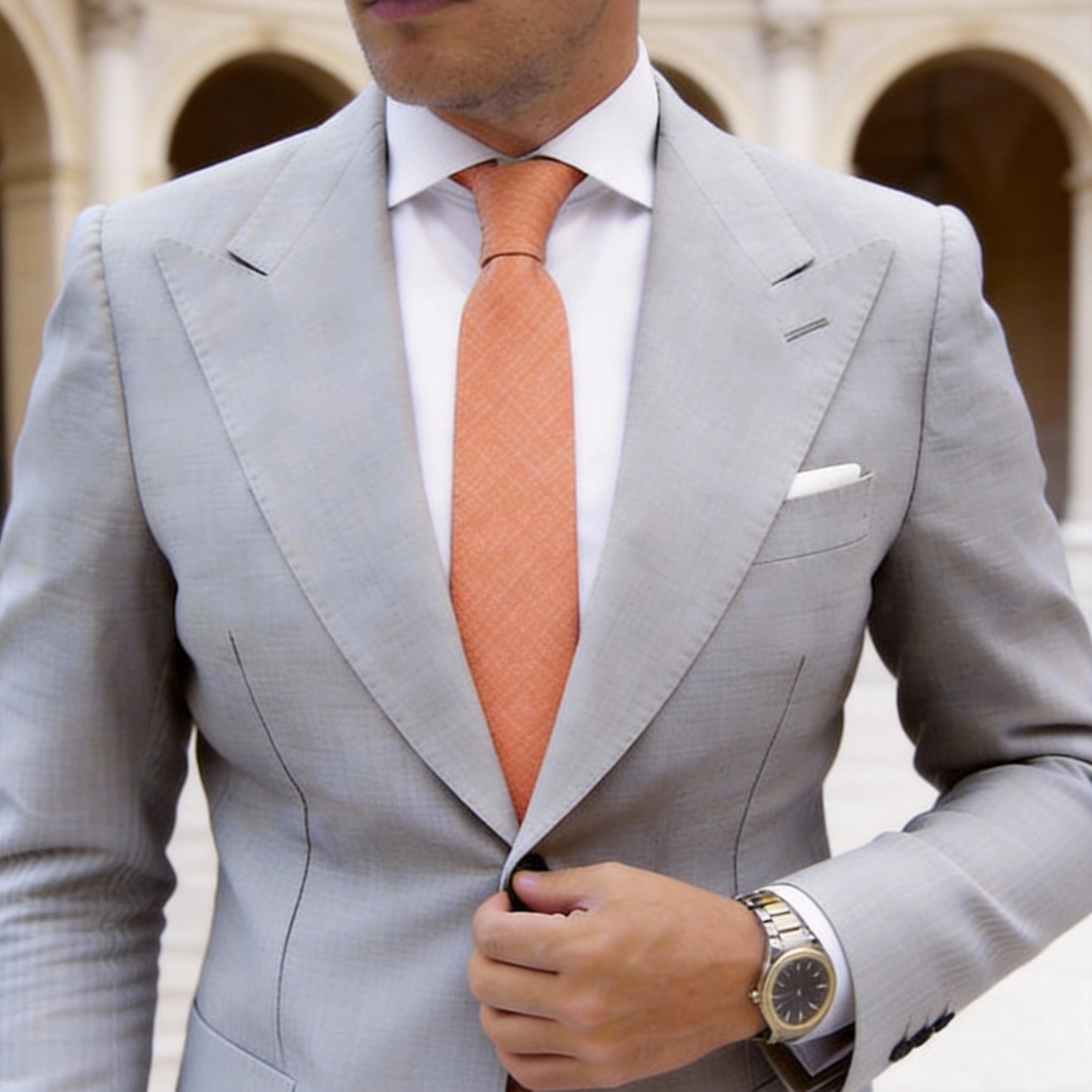 Orange with White Lines Necktie