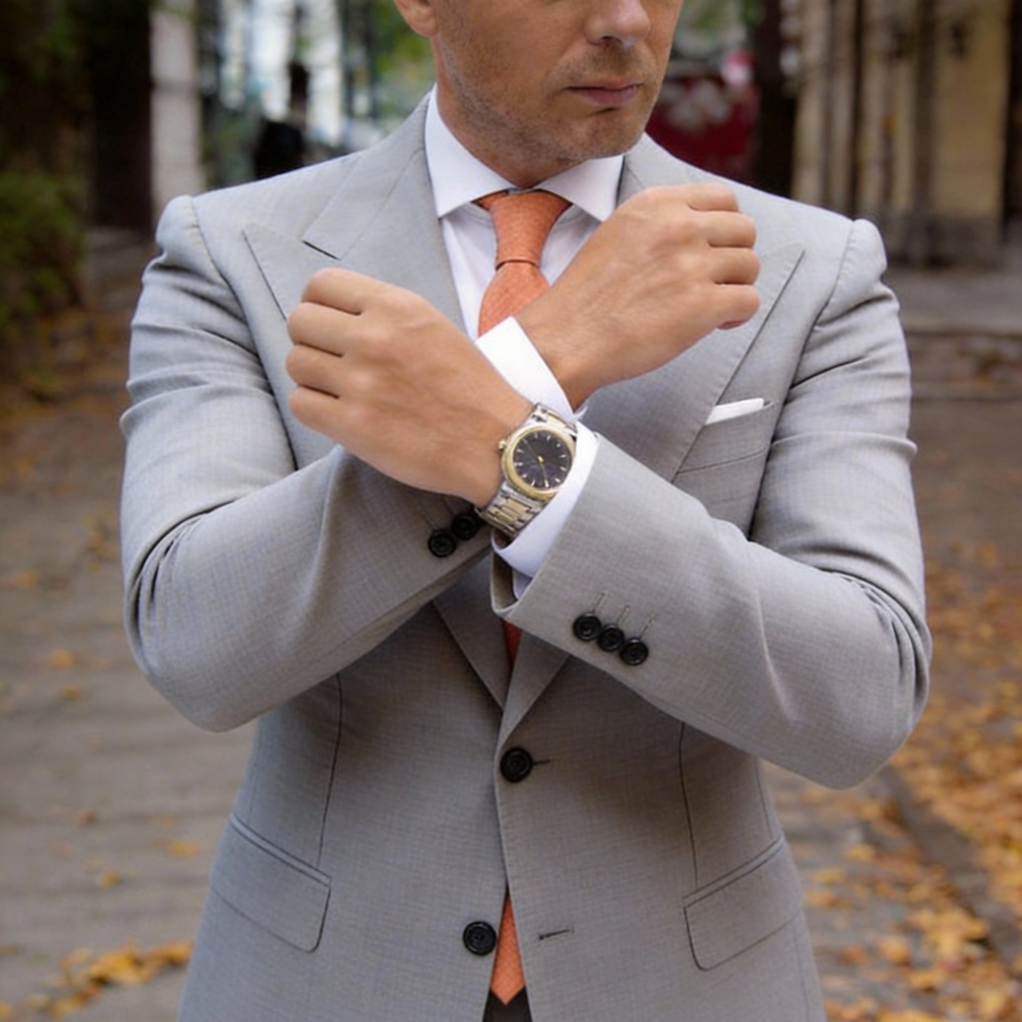 Orange with White Lines Necktie