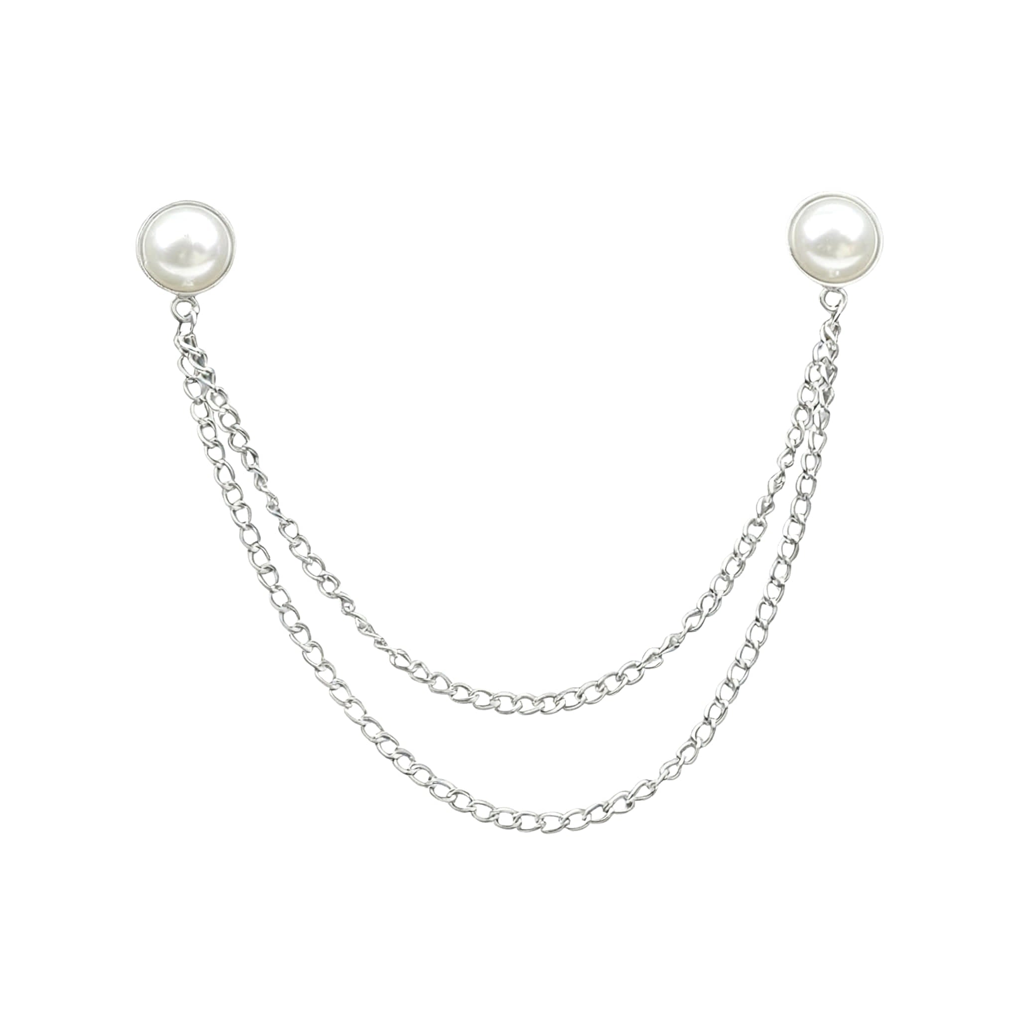 Silver White Solid Lapel Pin