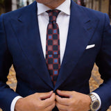 Navy Blue Necktie With Red Blue Checkered