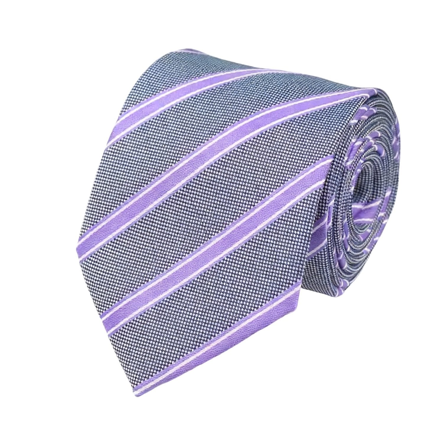 Blue With White Dots & Purple Stripes Necktie