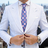 Blue With Pink Square Necktie