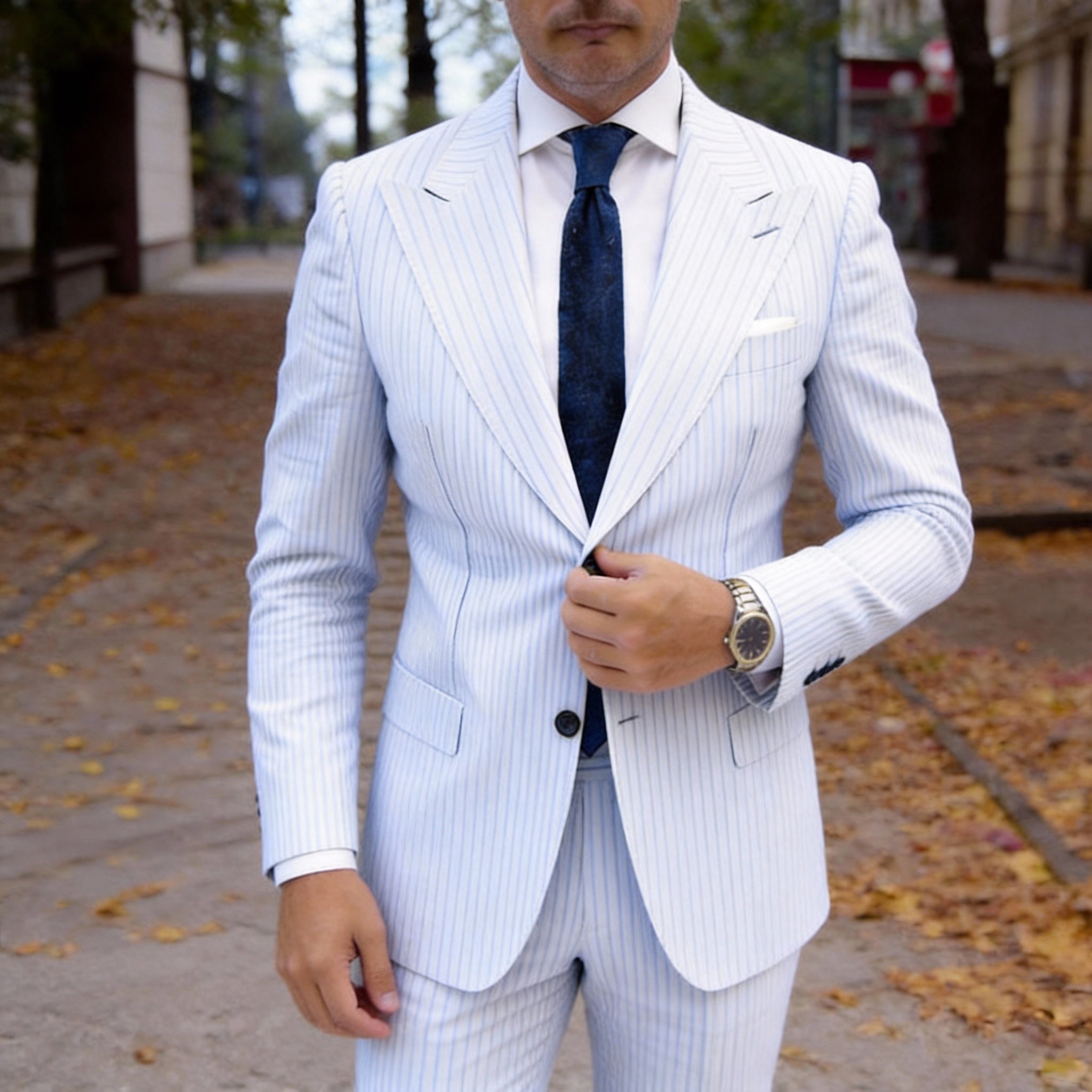 Blue With Pink Square Necktie