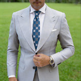 Blue With Gray White Square Necktie