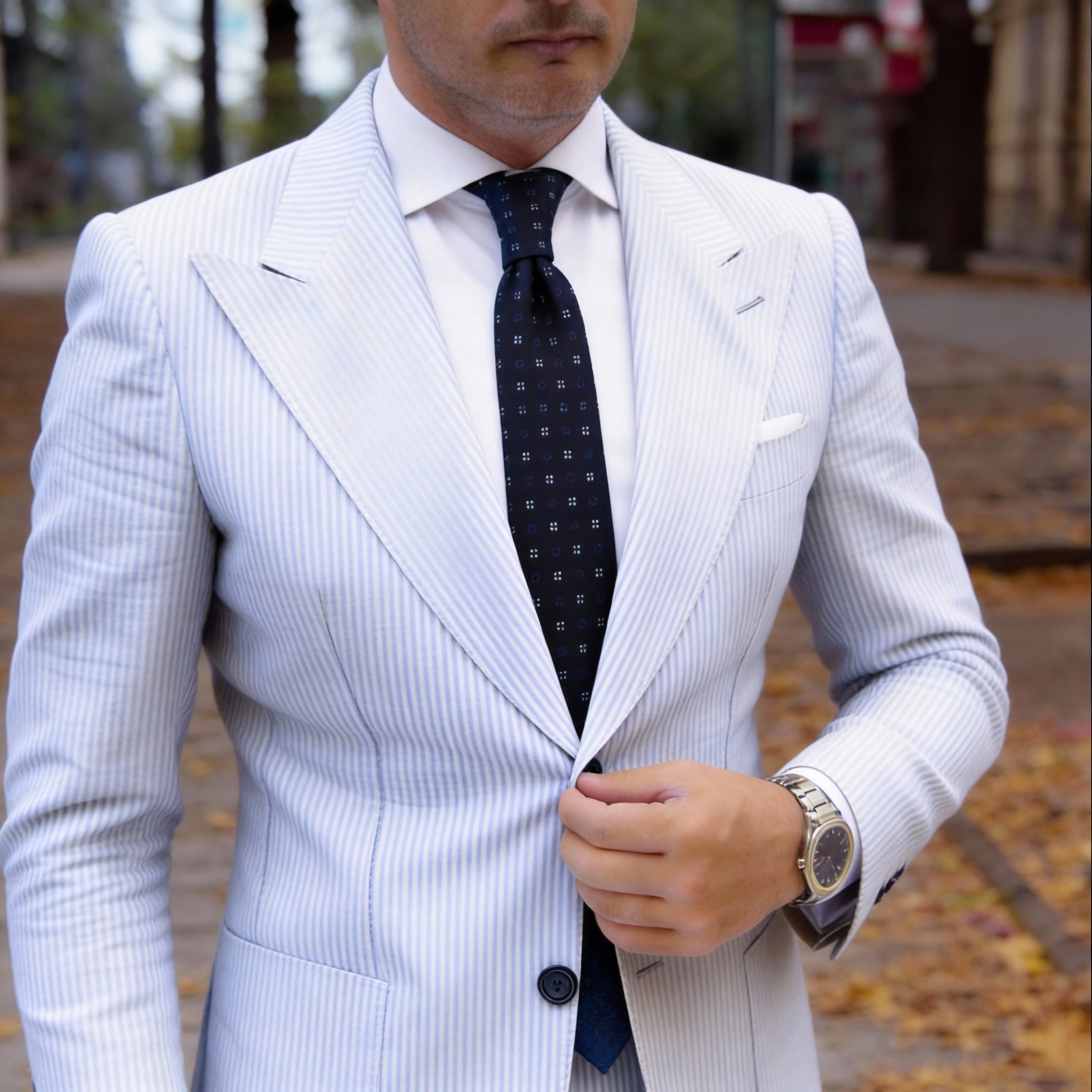 Black with White Blue Dot Necktie