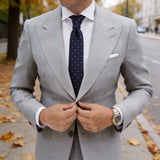 Navy Blue With White Red Micro Geometric Necktie