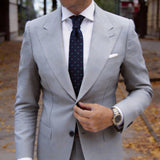 Navy Blue With White Red Micro Geometric Necktie