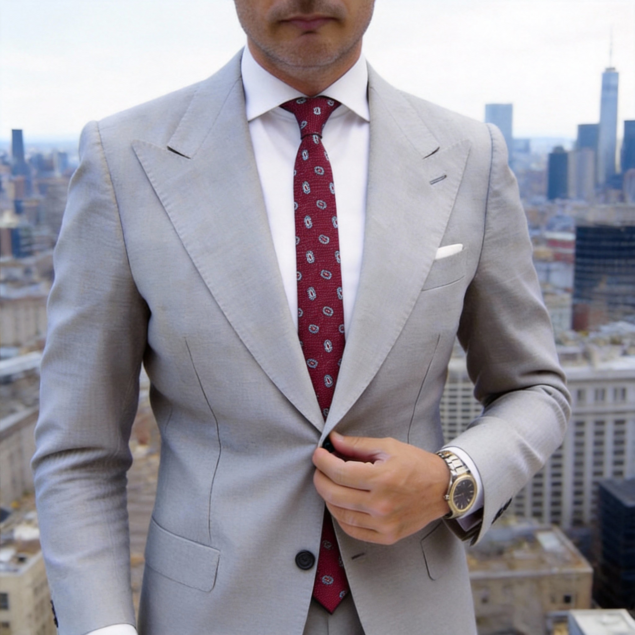 Red Necktie with Blue Paisley