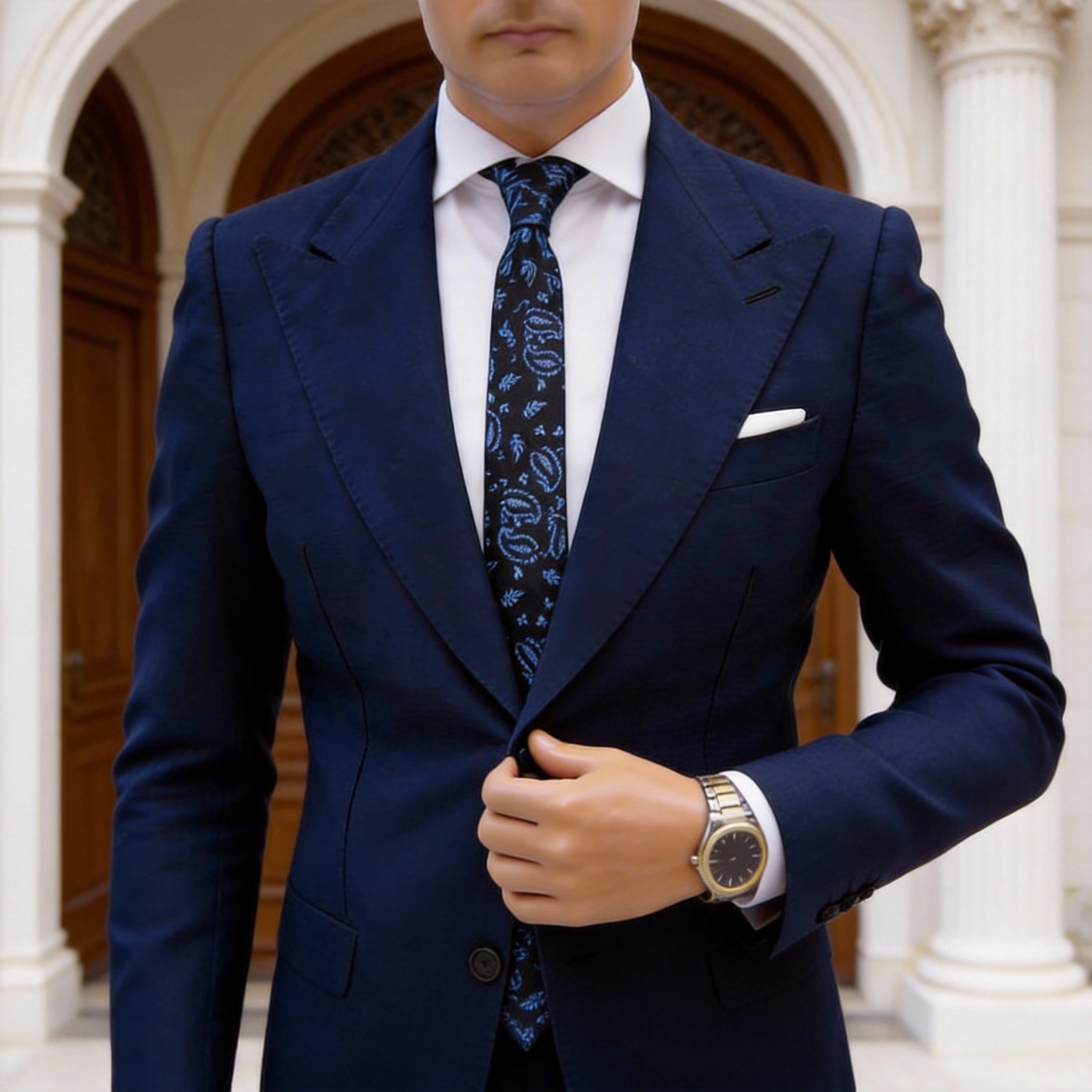 Black With Blue Paisley Necktie