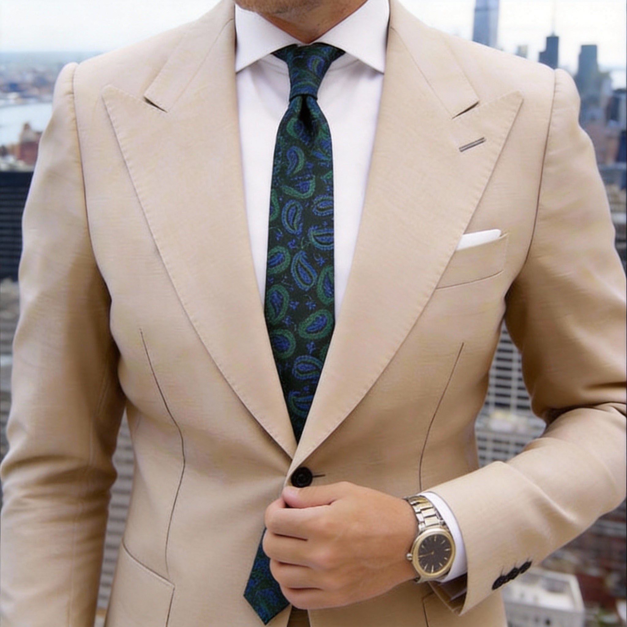 Black With Green Blue Paisley Necktie