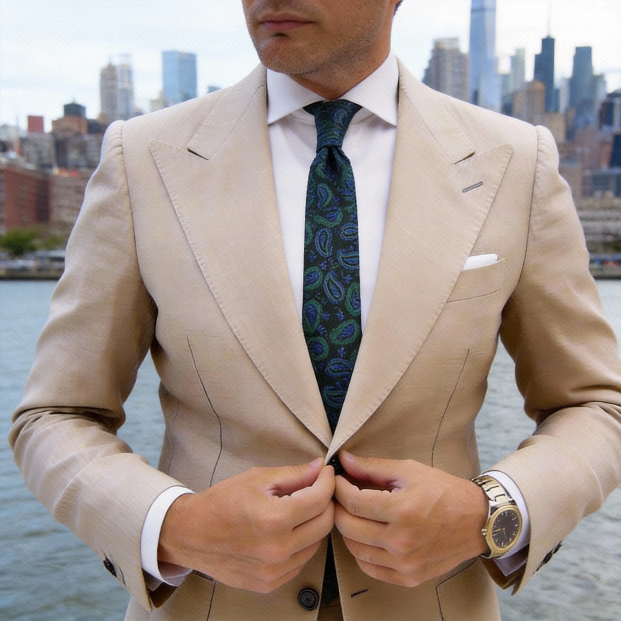 Black With Green Blue Paisley Necktie