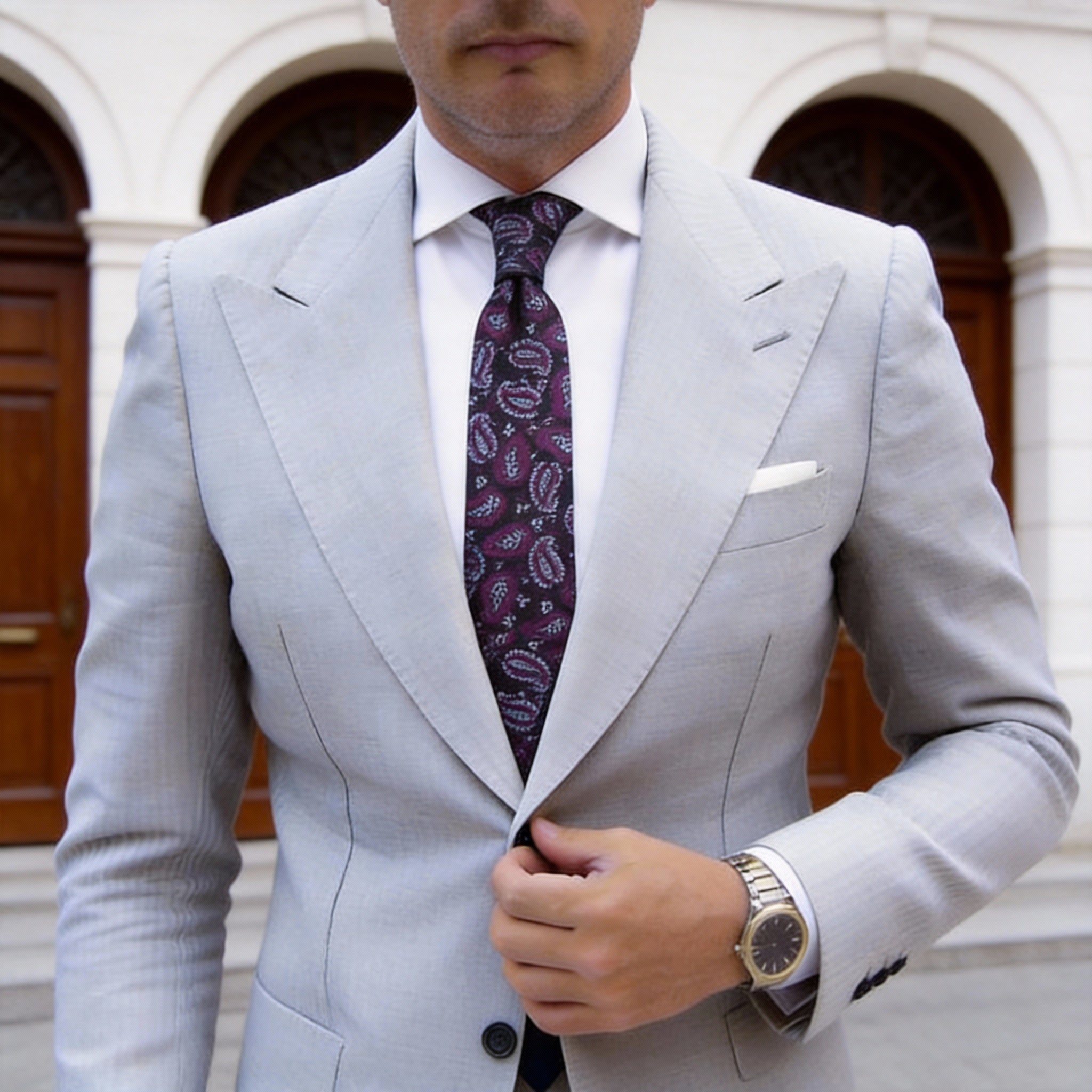 Black With Purple Paisley Necktie