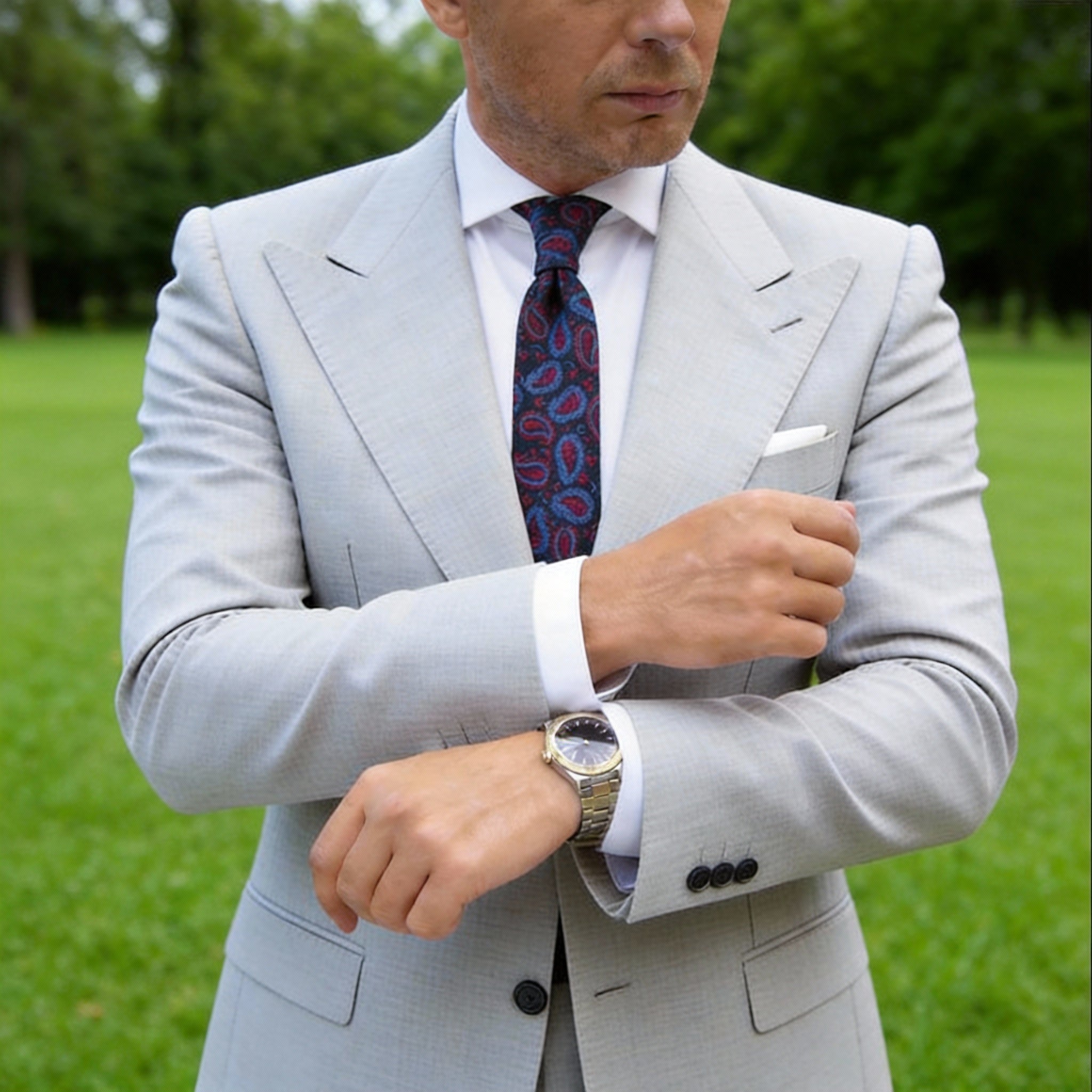 Black With Red Blue Paisley Necktie