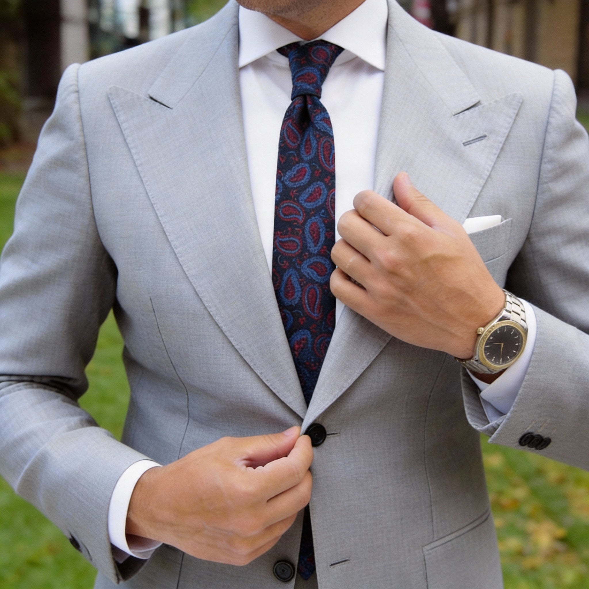 Black With Red Blue Paisley Necktie