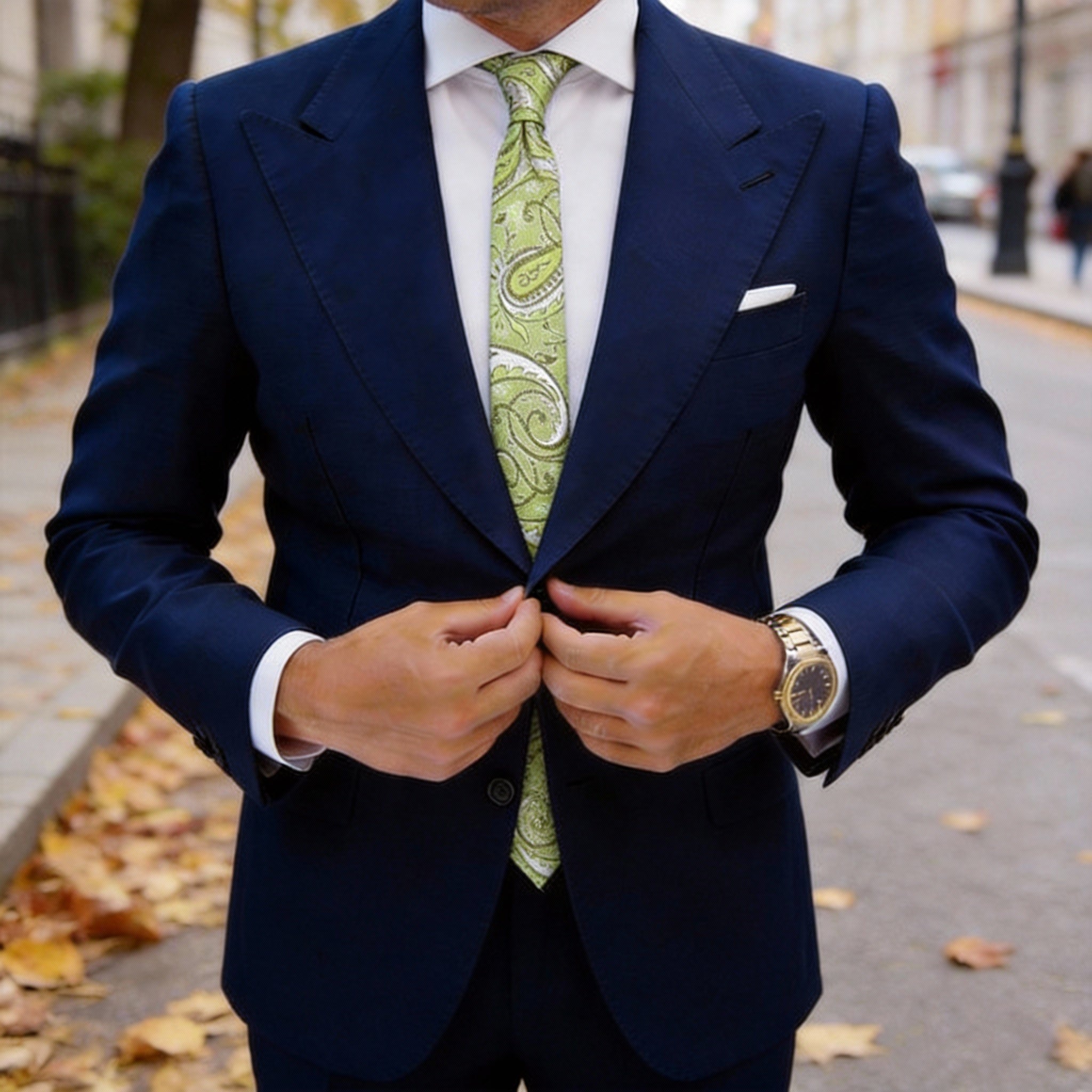 Light Green With White Paisley Necktie