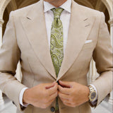 Light Green Necktie With Dark Green Paisley