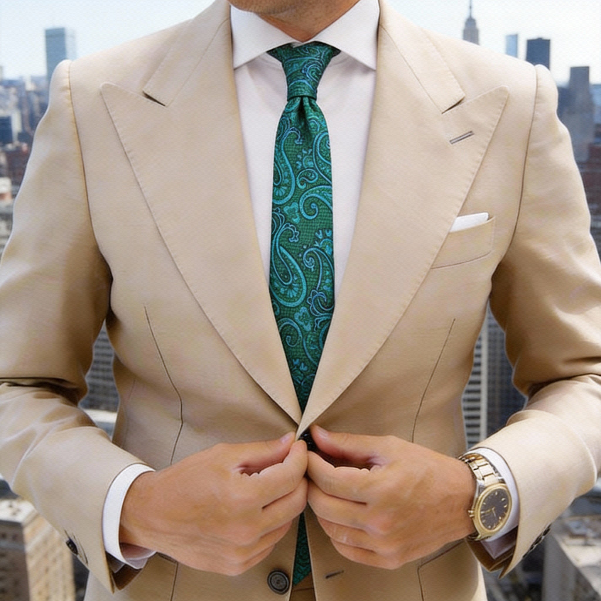 Green With Teal Paisley Necktie