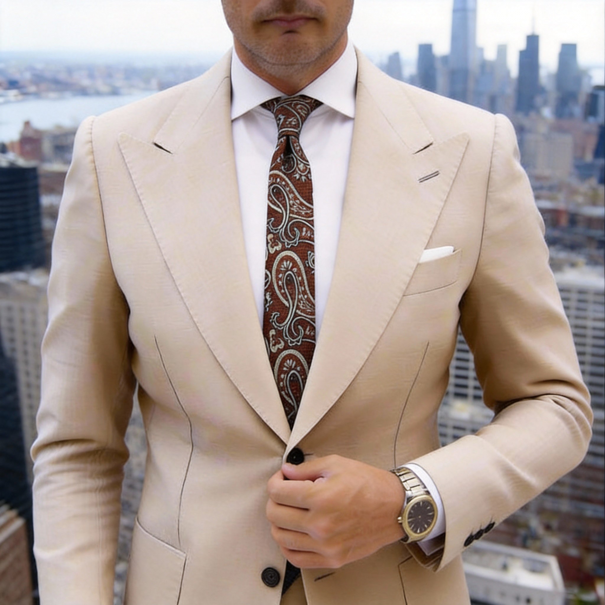 Brown With White Paisley Necktie