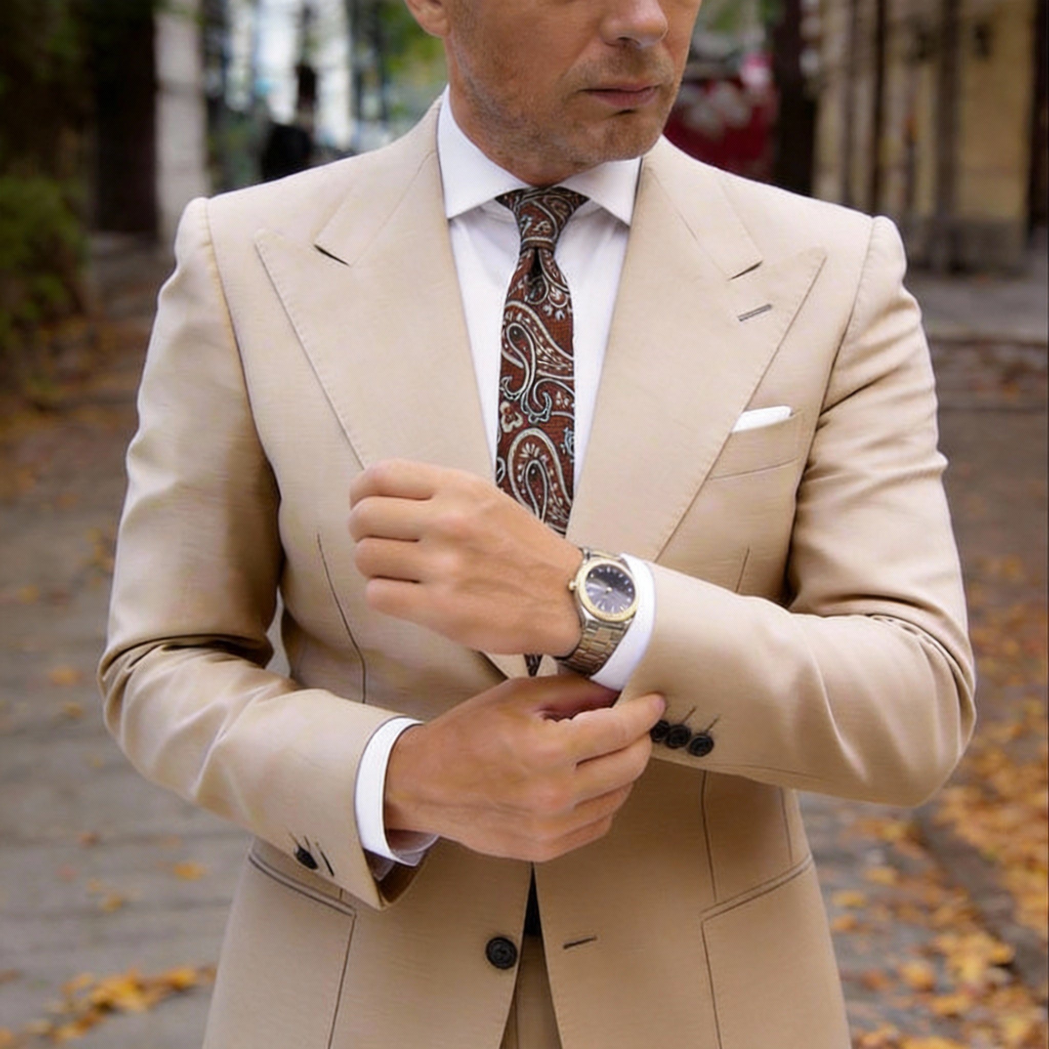 Brown With White Paisley Necktie