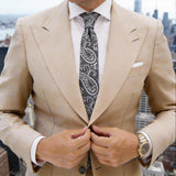 Dark Gray With White Paisley Necktie
