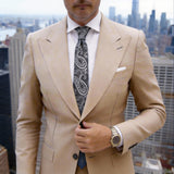 Dark Gray With White Paisley Necktie