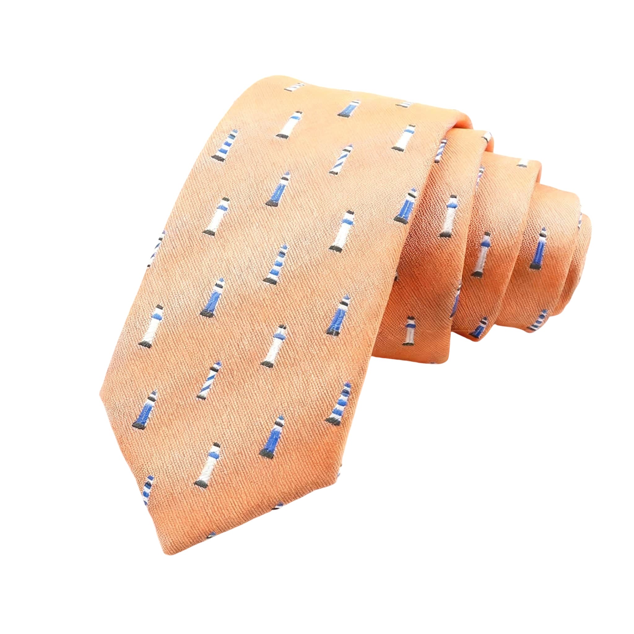 Peach Blue Lighthouse Necktie