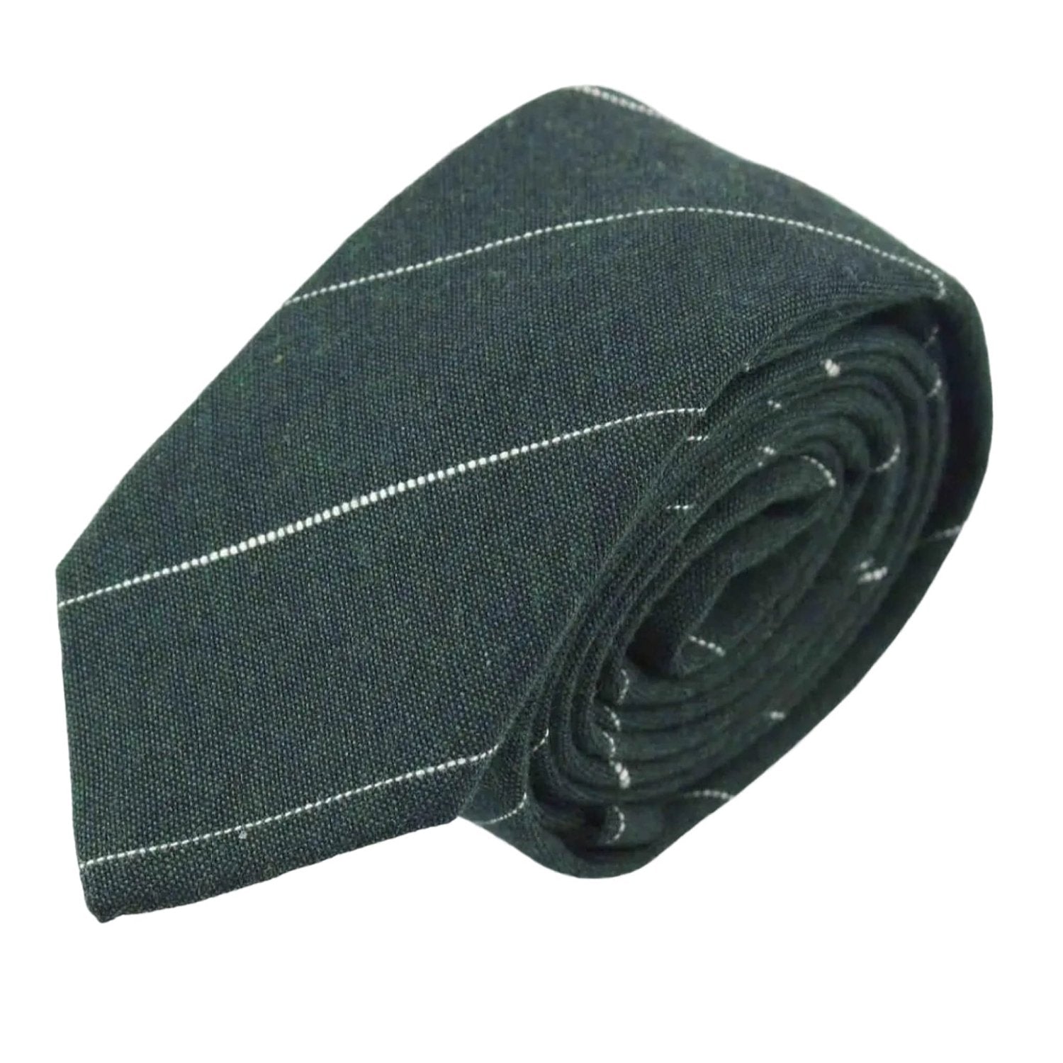 Dark Green Necktie With White Stripe