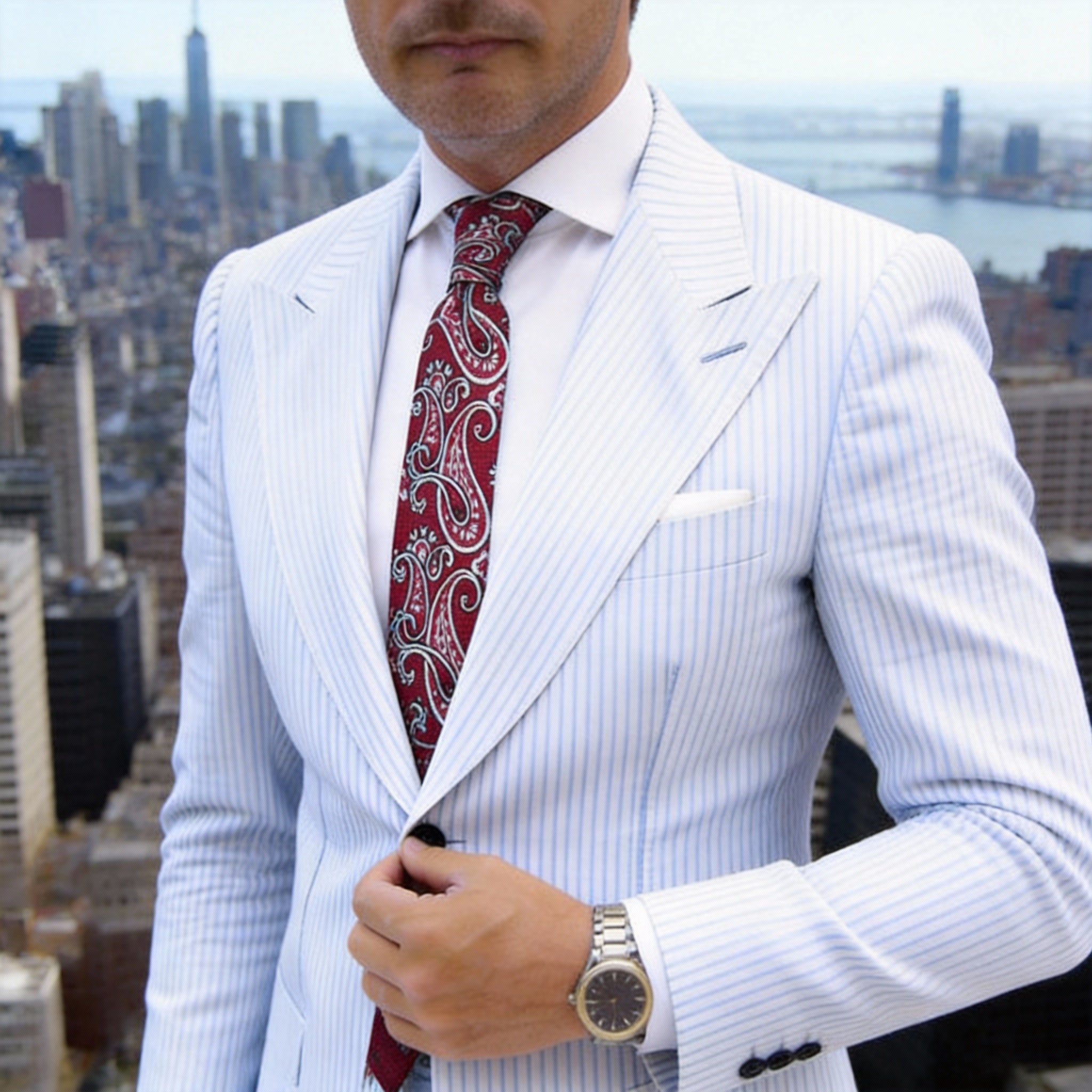 Red Necktie With White Paisley