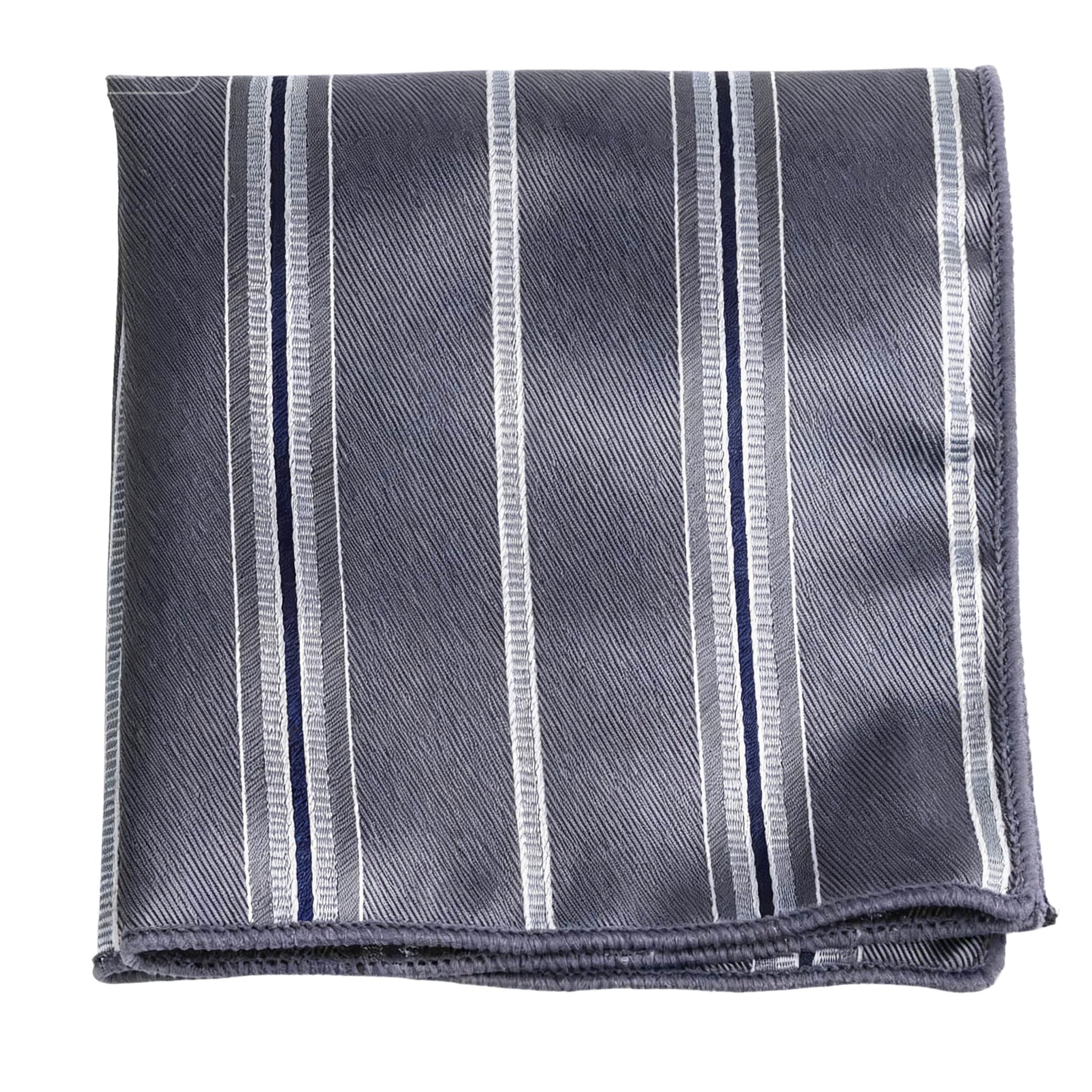 Gray White Striped Pocket Square