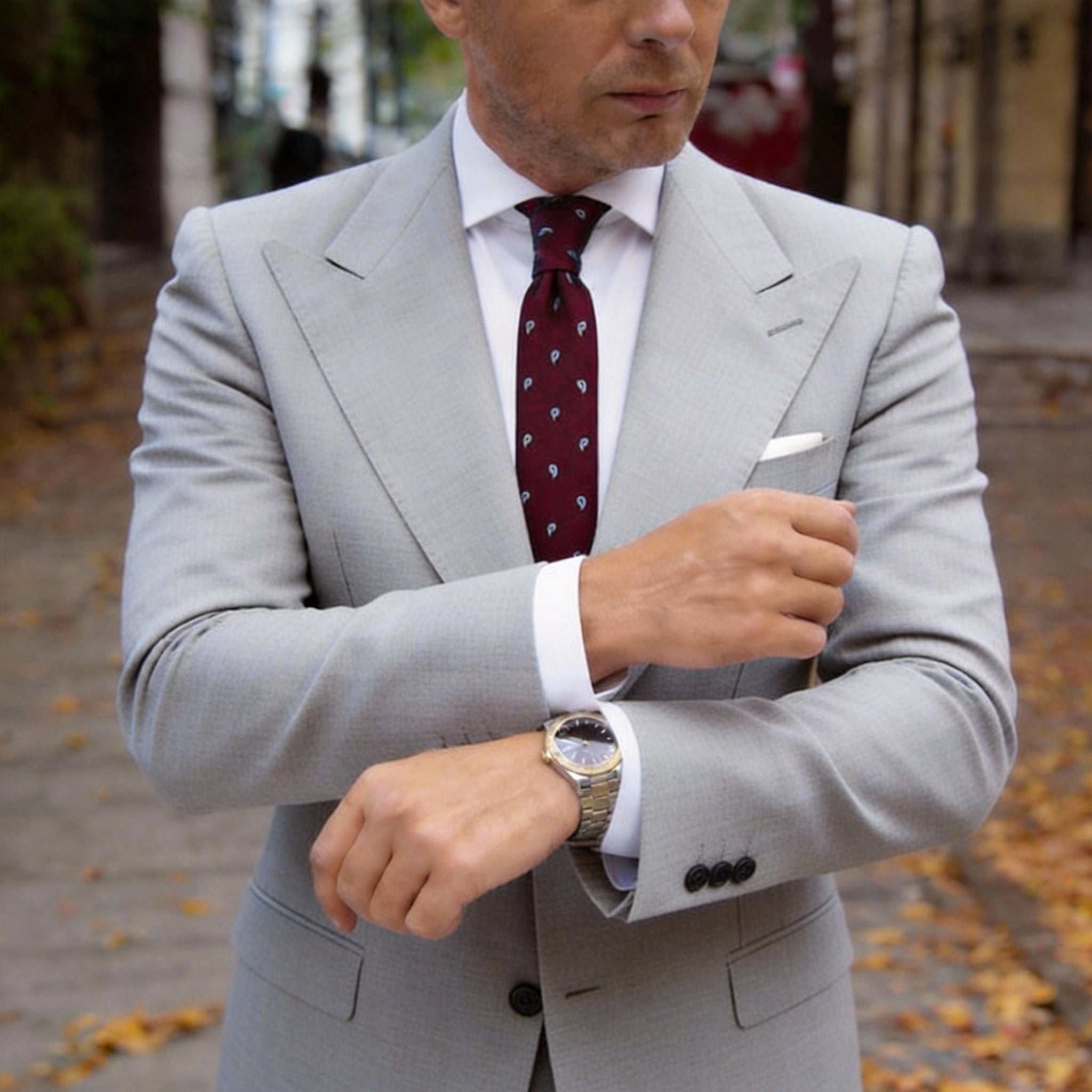 Burgundy With Blue Teardrop Necktie