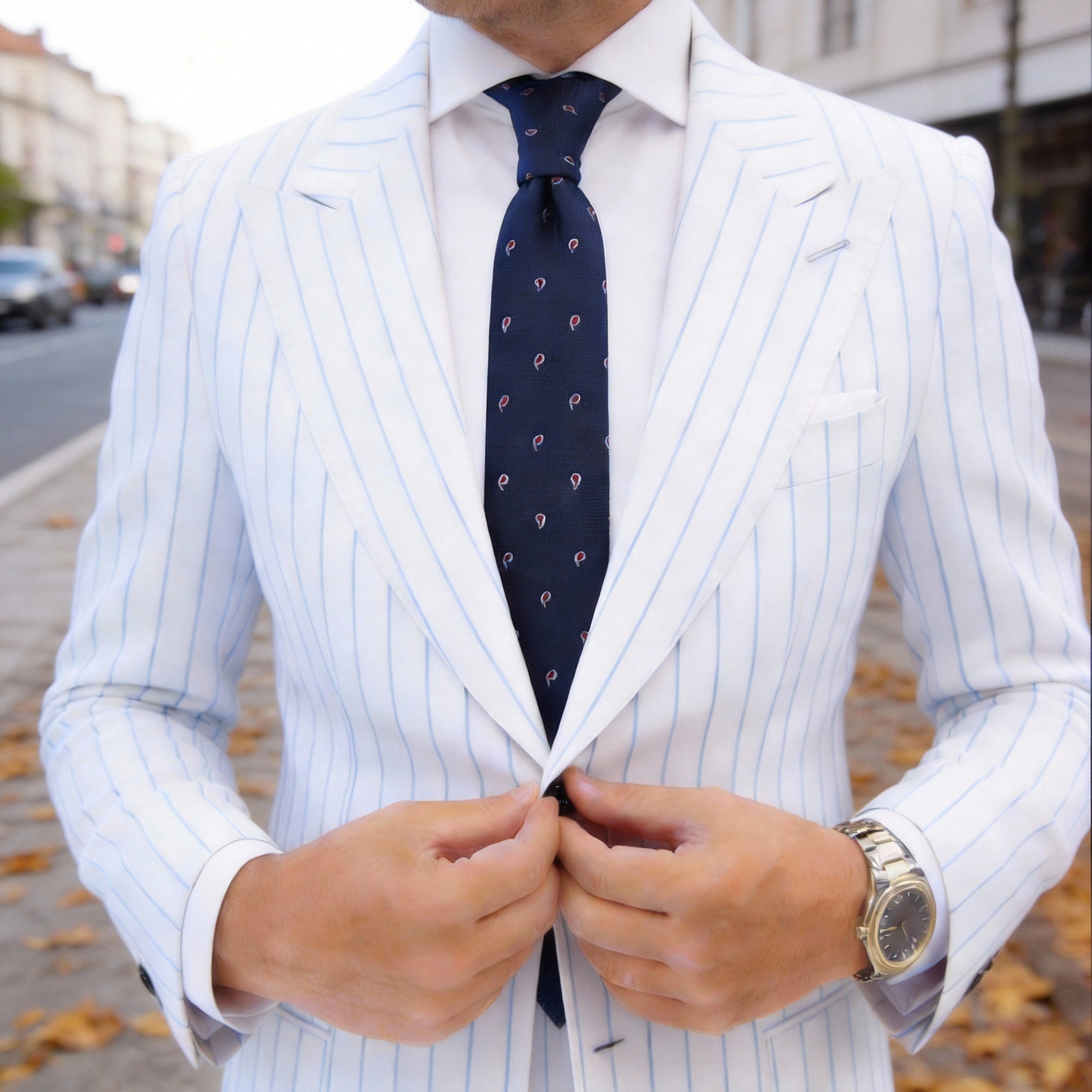 Navy Blue With Red Paisley Necktie