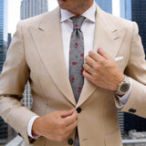 Gray With Red Floral Necktie