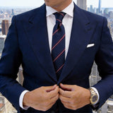 Navy With Red And White Striped Necktie