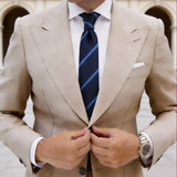 Dark Blue with Blue-White Striped Necktie