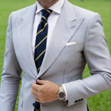 Navy Blue Necktie With Yellow Stripes