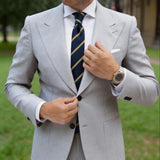 Navy Blue Necktie With Yellow Stripes