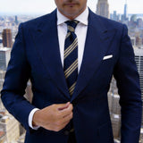 Navy Blue With Gold Striped Necktie