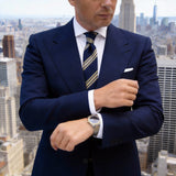 Navy Blue With Gold Striped Necktie