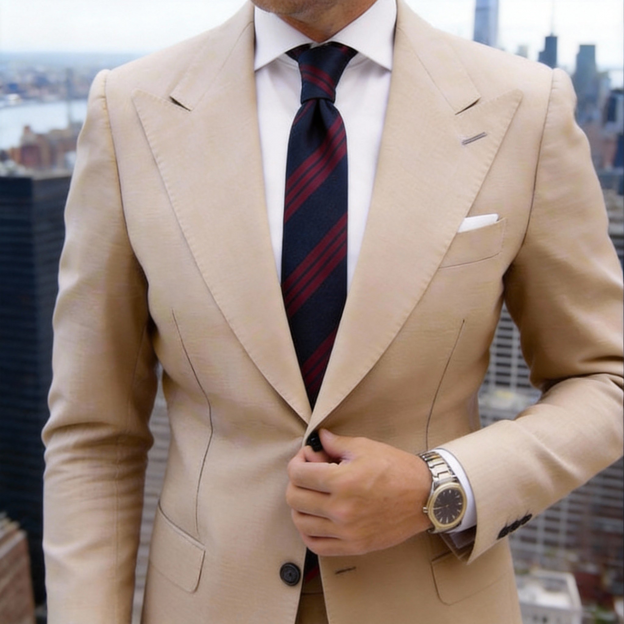 Navy Blue With Red Stripe Necktie