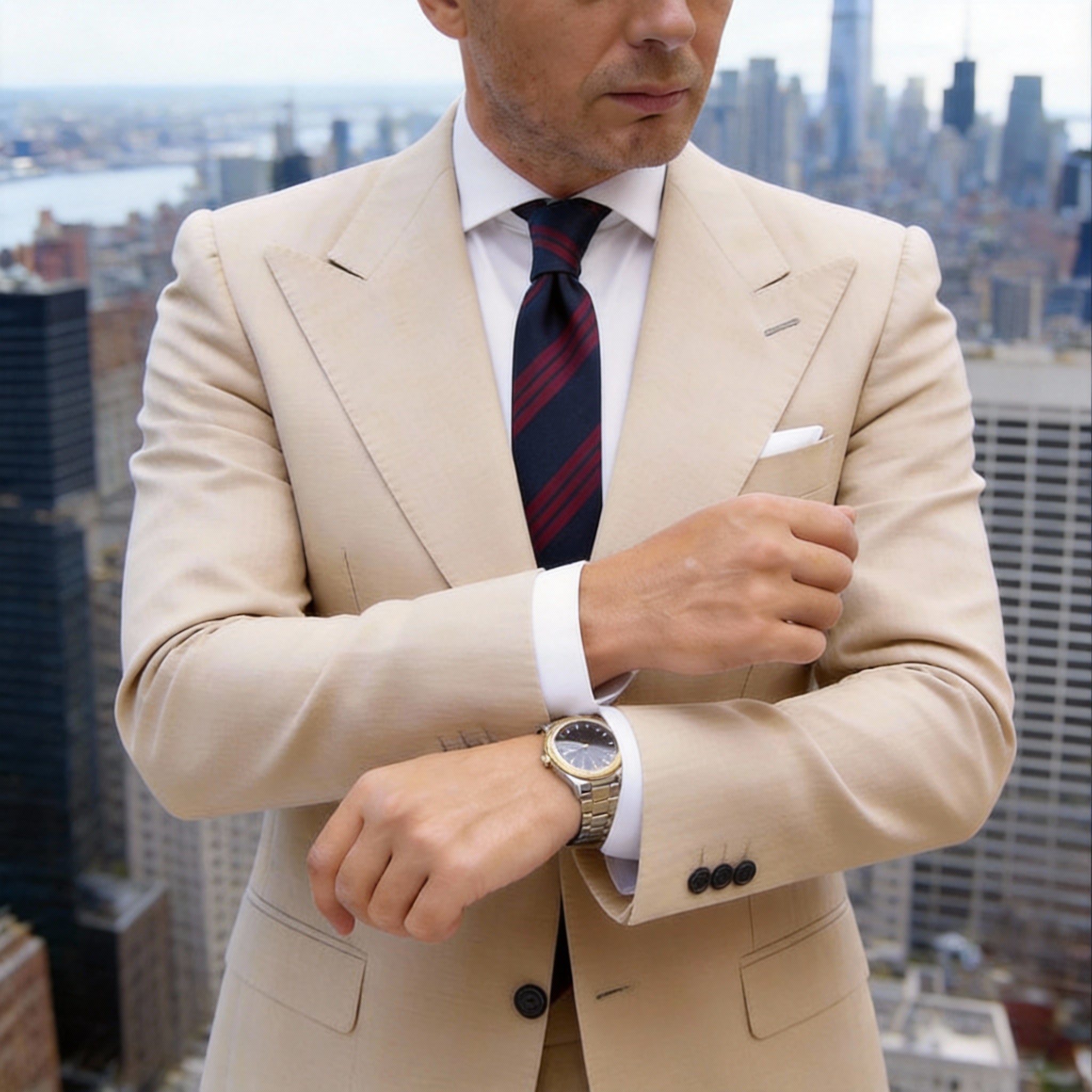 Navy Blue With Red Stripe Necktie