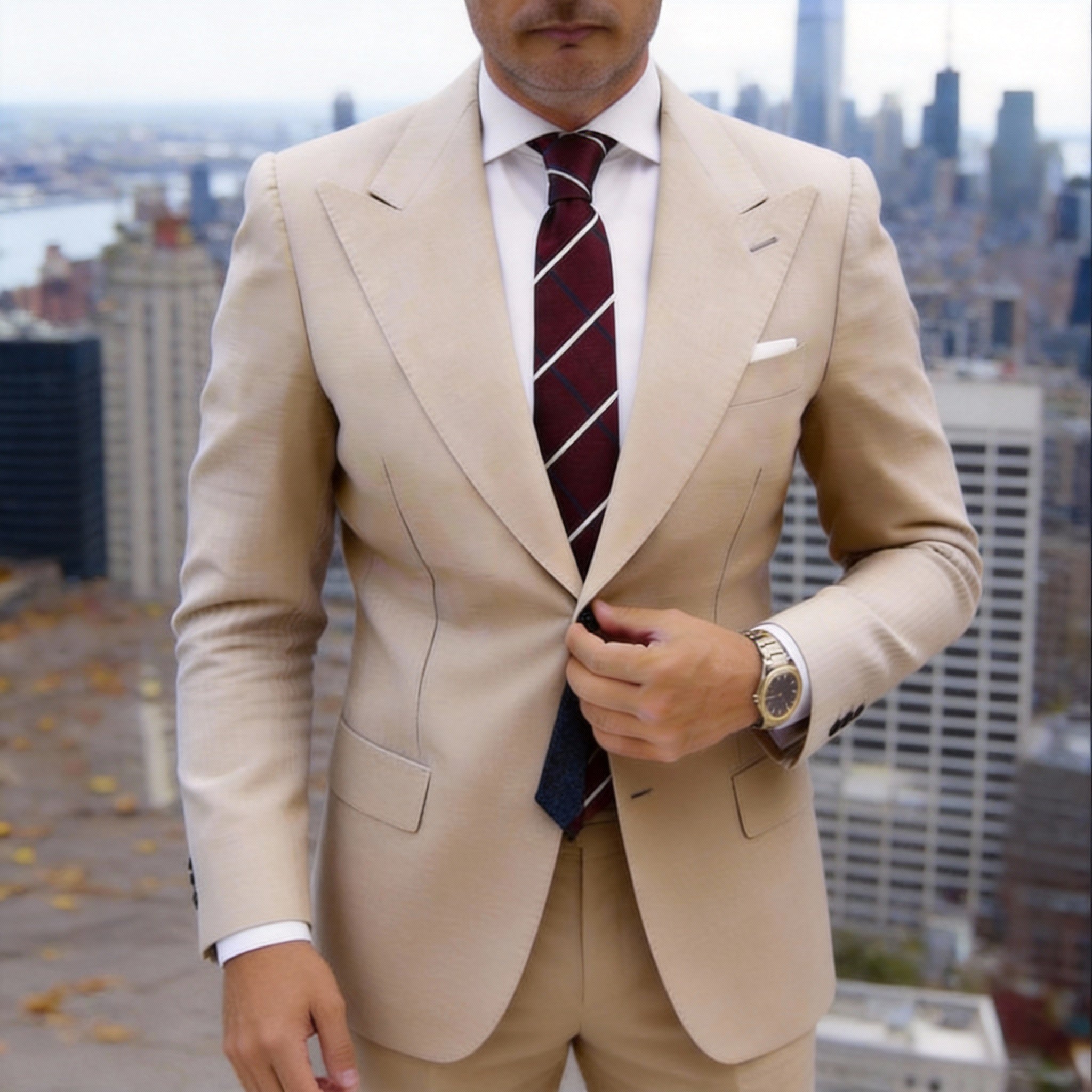 Red With White And Blue Check Necktie
