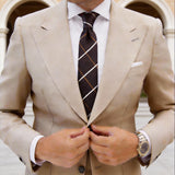 Dark Brown with Brown and Off-White Plaid Necktie