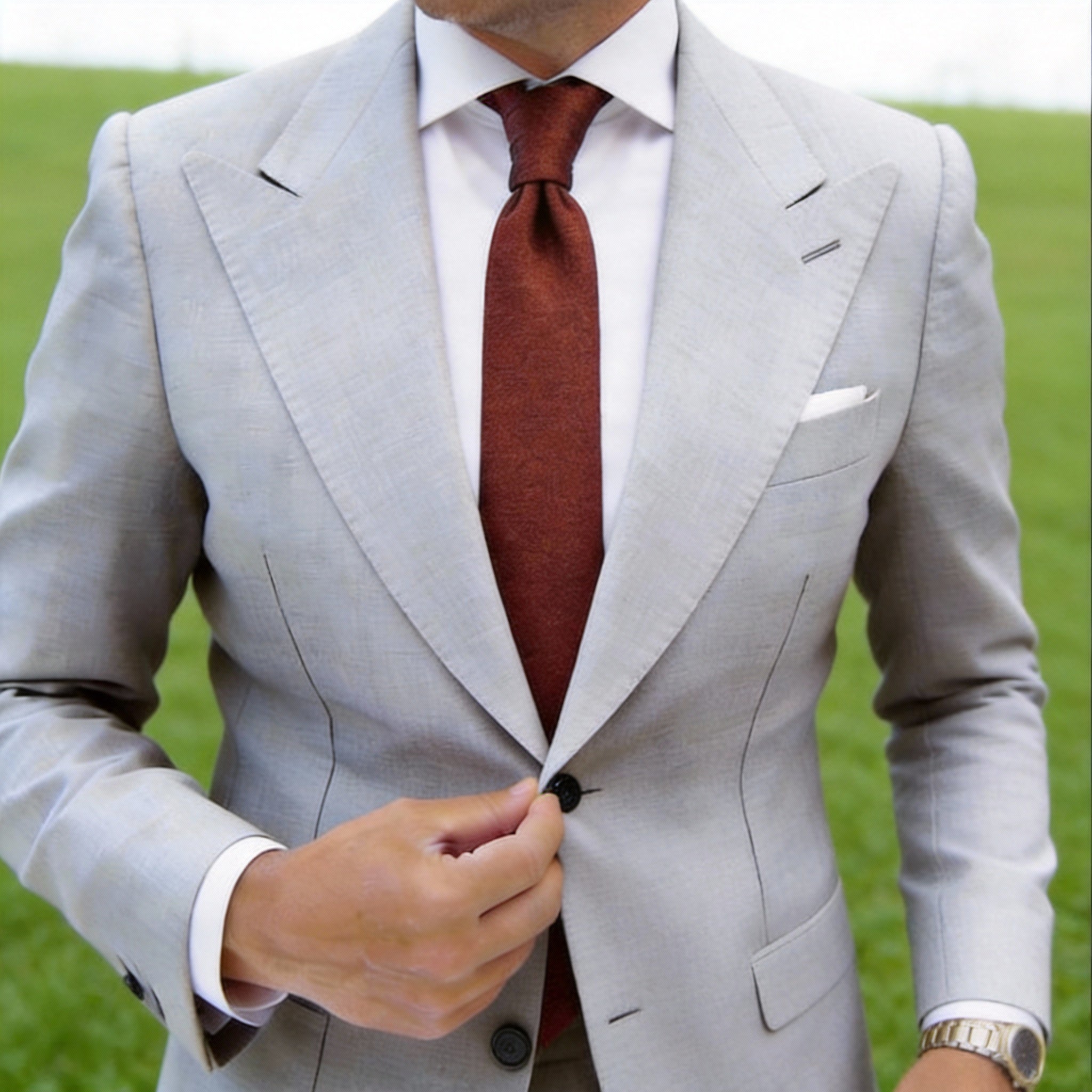 Red Necktie With Dark Textured Pattern