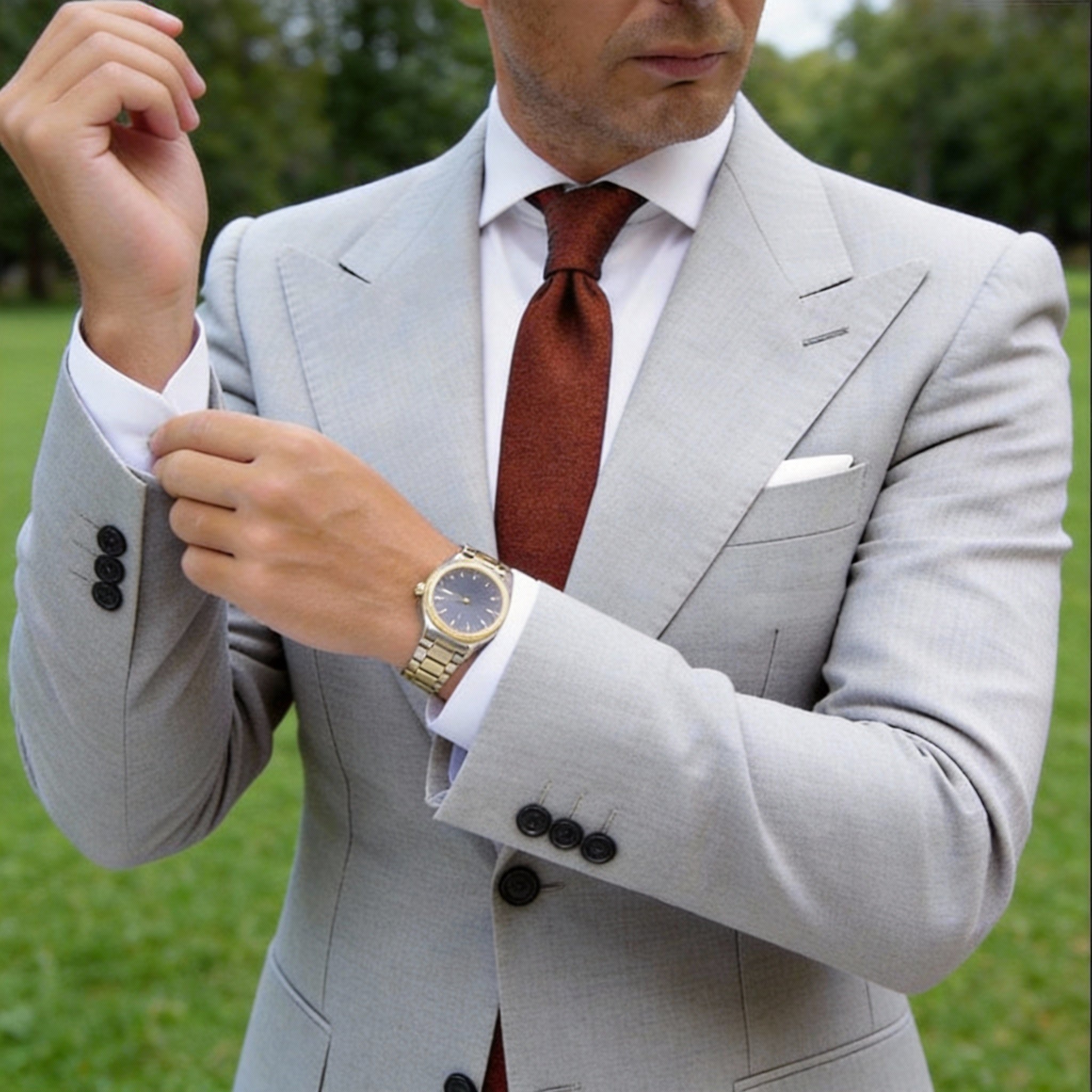 Red Necktie With Dark Textured Pattern