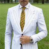 Yellow With Brown Blue Floral Necktie