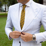 Yellow With Brown Blue Floral Necktie