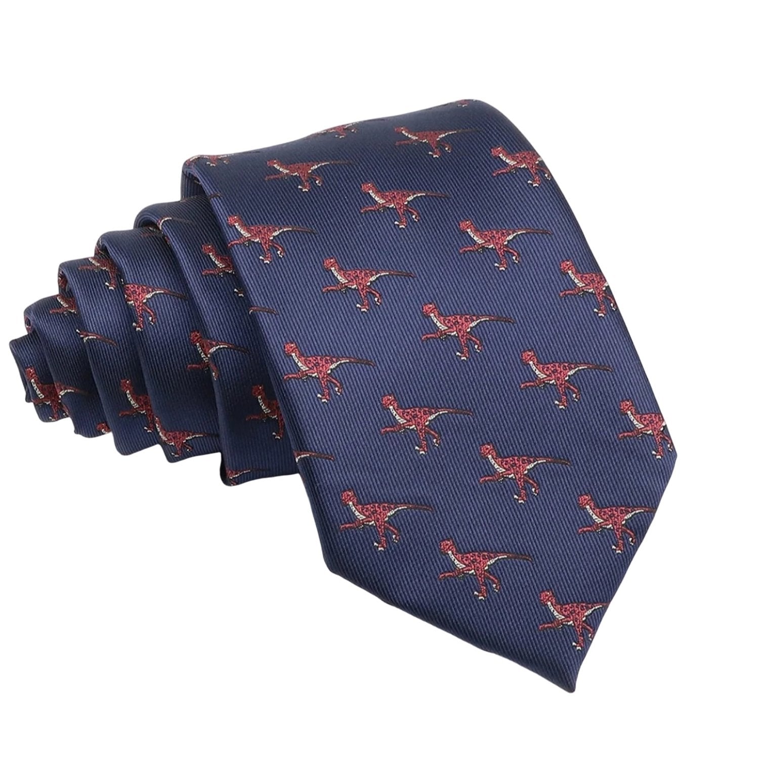 Navy Blue with Red Velociraptor Necktie
