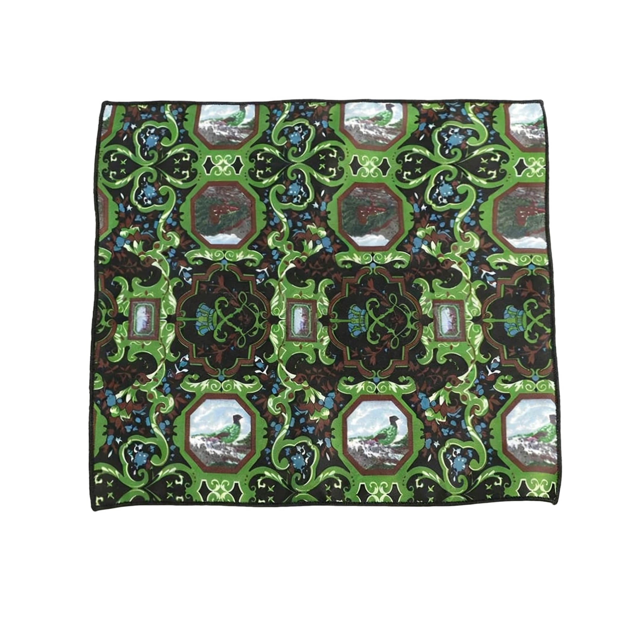 Black Green Ornamental Pocket Square