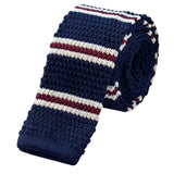 Navy Cream Red Striped Knitted Tie